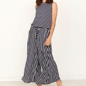 NWT Navy & White Stripe Blouson Jumpsuit  - Small